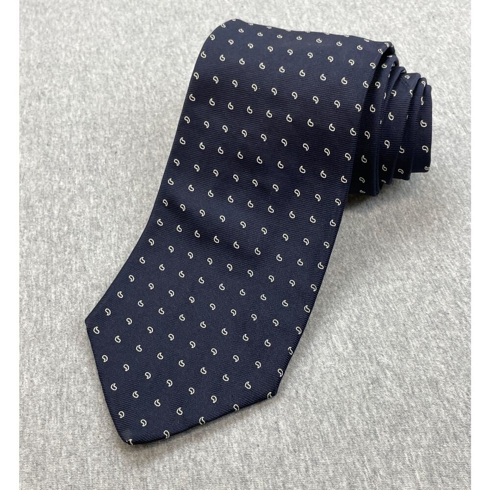 Brooks Brothers Makers Tie Mens Blue Wide 4" Paisley 100% Silk 59" Long Made USA